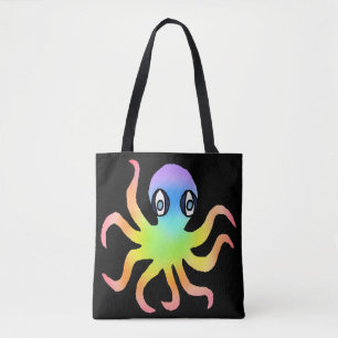 Bag Tote Partout - Pieuvre Arc-en-Ciel (noir)