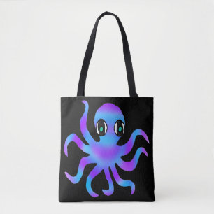 Bag Tote Partout - Pieuvre Bleu Violet (noir)