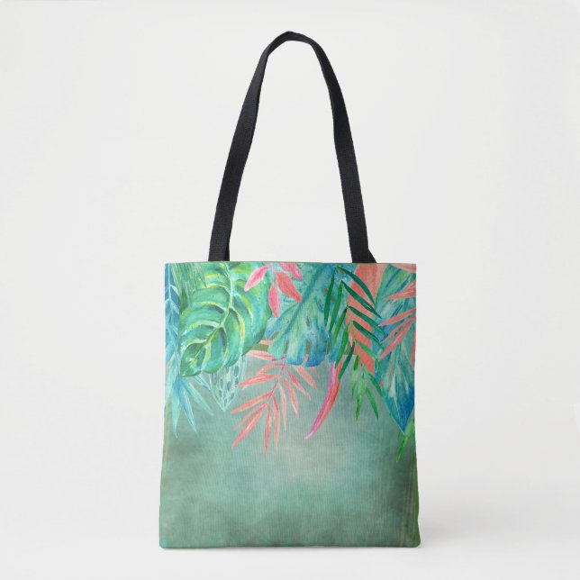 Bag Tote tropical tout en aquarelle (Devant)