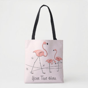 Bag Trio de flamants roses 2 Texte sur tout le tote
