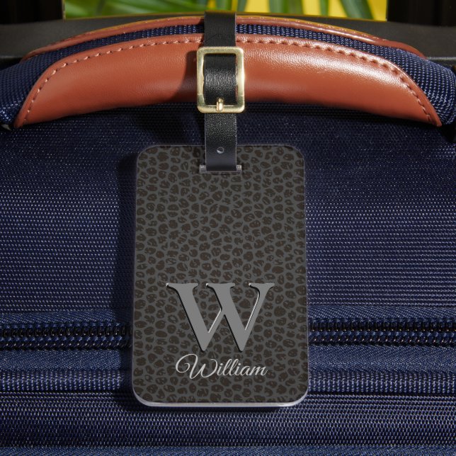 Bagage Étiquette de nom monogramme à texture de cuir de v (Insitu Rectoal 2)