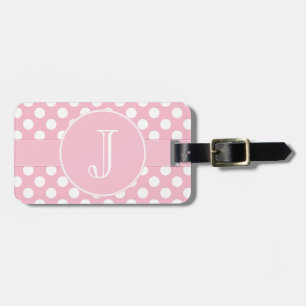 Bagage Étiquette décorée d'un monogramme à pois de rose
