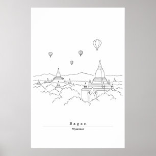 Bagan Myanmar Affiche d'art minimaliste en ligne