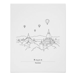 Bagan Myanmar Affiche d'art minimaliste en ligne