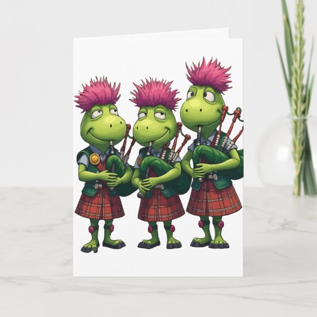 Bagpipers pour Burns Souper Carte de voeux écossai (Devant)