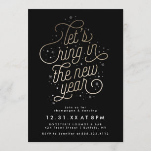 Bague dans le Nouvel An Invitation Faux Gold Foil