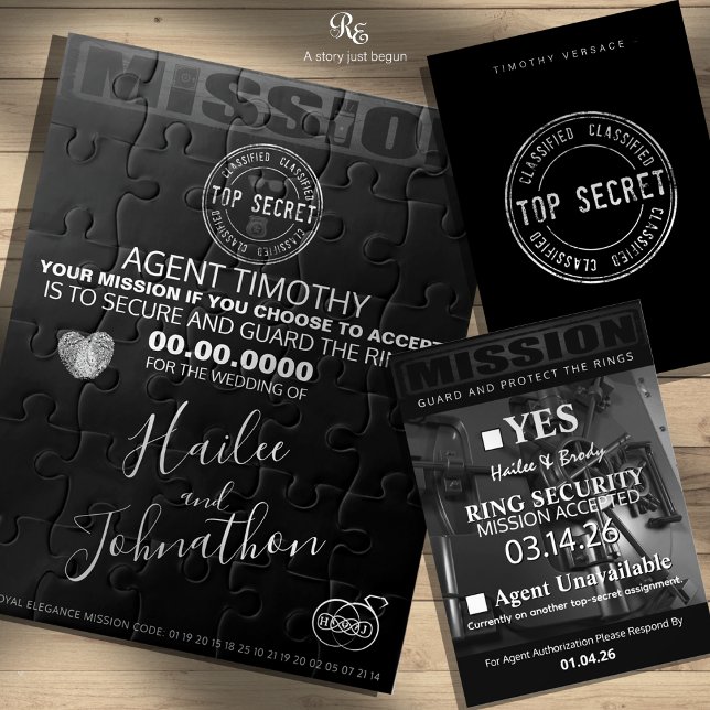 Bague de sécurité Photos cachées Puzzle Invitation (Pair with the matching top-secret response card, available separately.)