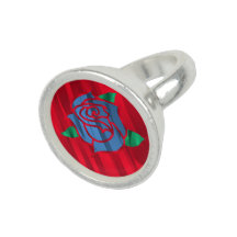 Image d'une Rose Bleue sur Fond Rouge
