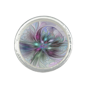 Bague Imaginaire coloré Abstrait Fleur fractale moderne