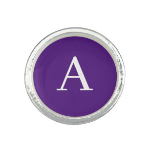 Bague Lettre initiale Monogramme Style moderne violet