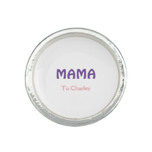 Bague Mama mères heureuses rétro violet ajouter nom text