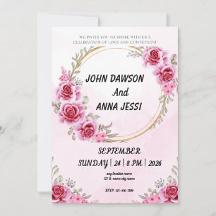 Bague or rose rose rose des invitations de mariage