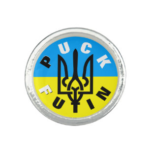 Bague Puck Futin - Liberté Ukraine Paix drapeau ukrainie