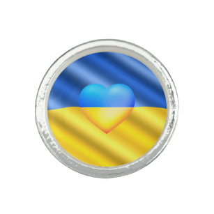 Bague Ukraine - Coeur du drapeau - Liberté