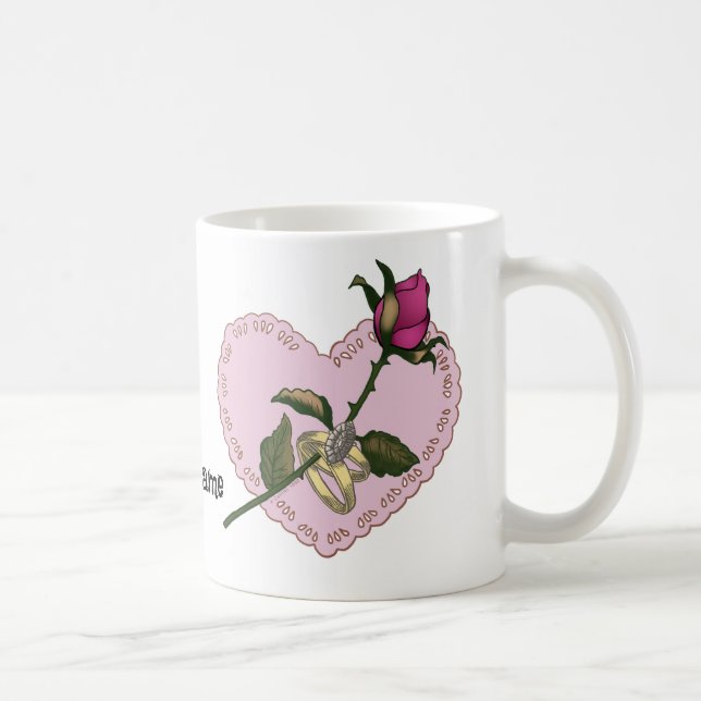 Bagues cardiaques Rose mariage tasses (Droite)