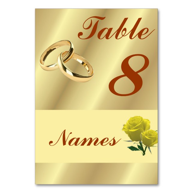 Bagues de mariage d'or Cartes Numéro de tableau (Par défaut)