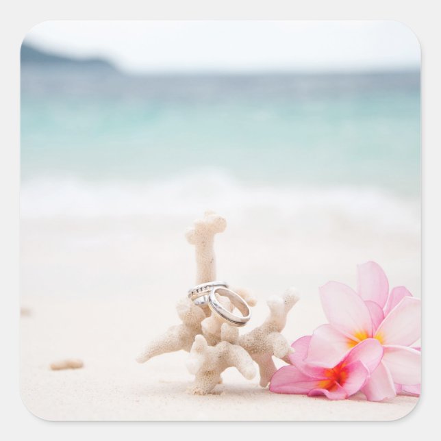 Bagues mariages Sur Le Sticker Carré De Plage (Devant)