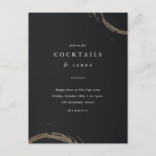 Bagues noires et or Cocktail Party Invitation