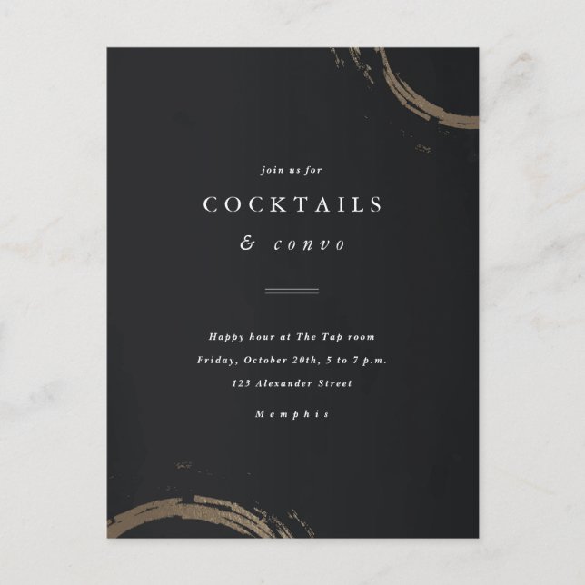 Bagues noires et or Cocktail Party Invitation (Devant)