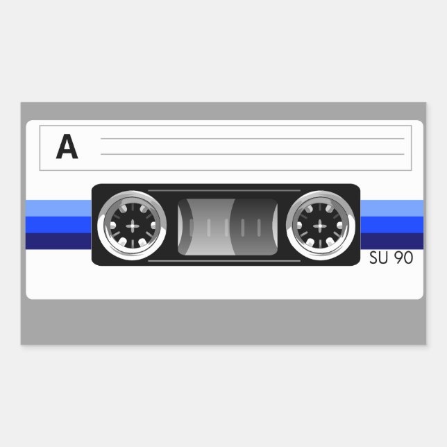Baguette de cassette étiquette bleu autocollant (Devant)