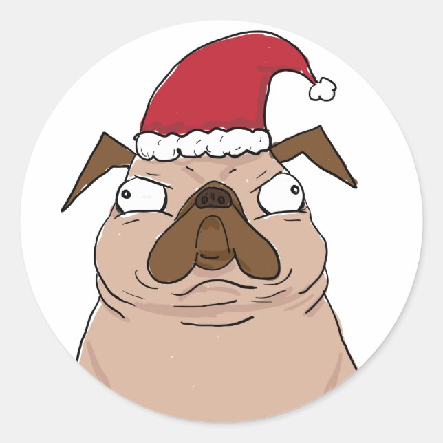 Bah Humpug Père Noël Carlin Stickers de Noël (Devant)