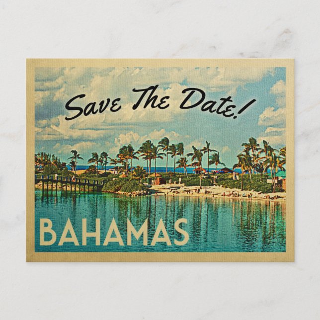 Bahamas Enregistrer La Date Cartes Postales Vintag (Devant)