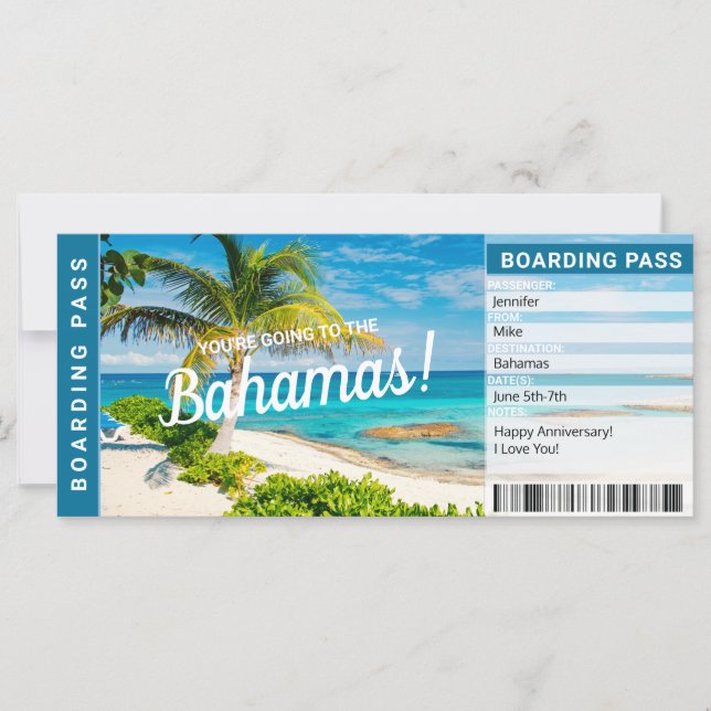 Bahamas Surprise Voyage Embarquement Pass Billet c (Devant)