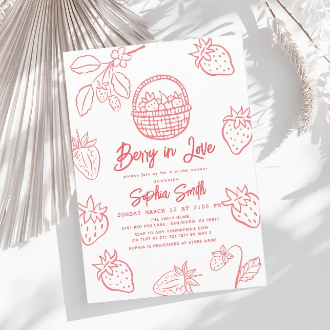Baie amoureuse Faire-part de mariage à la fraise d (Créateur téléchargé)