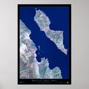 Baie de Los Angeles, B.C, Mexique affiche satellit