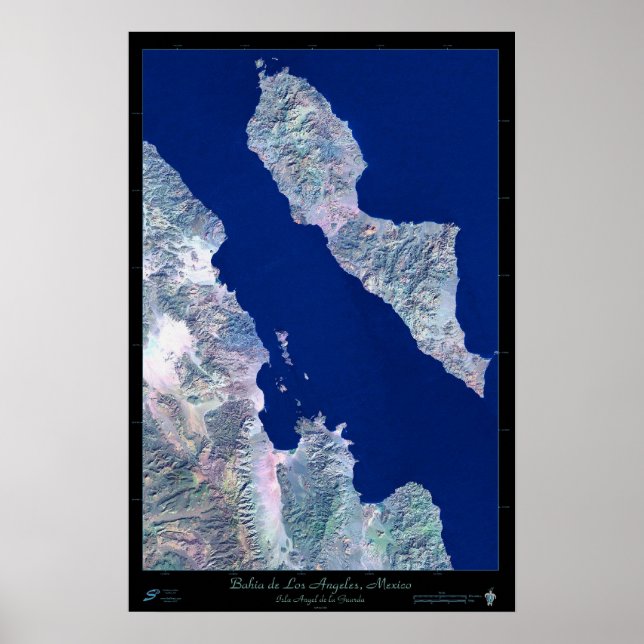Baie de Los Angeles, B.C, Mexique affiche satellit (Devant)