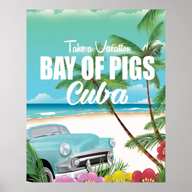 Baie des Cochons, Cuba affiche de vacances à la pl (Devant)