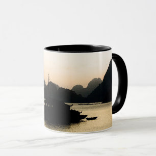Baie d'Halong, coucher du soleil, Mug d'art vietna