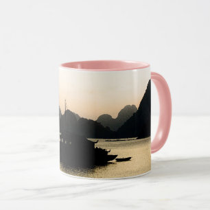Baie d'Halong, coucher du soleil, Mug d'art vietna