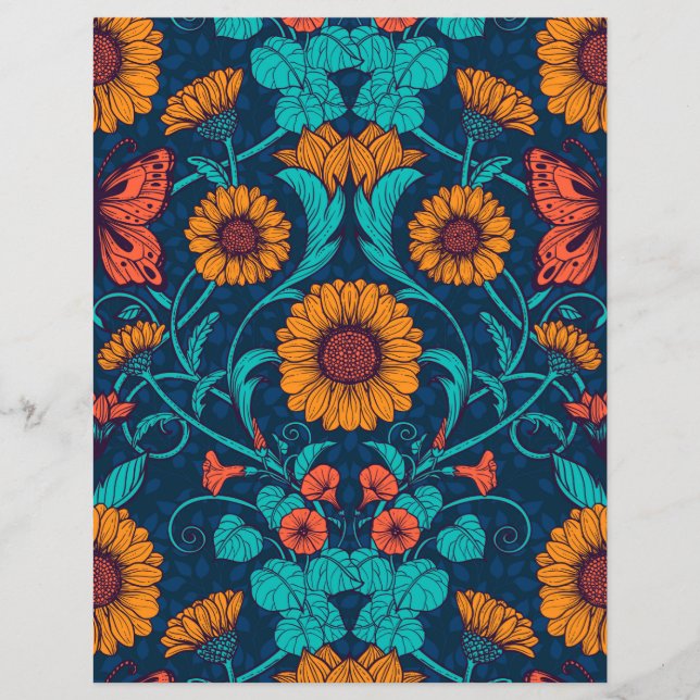 Baies Art Nouveau en bleu et jaune (Devant)