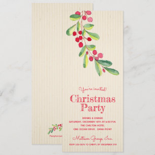 Baies d'aquarelle et Invitations de Noël Feuille