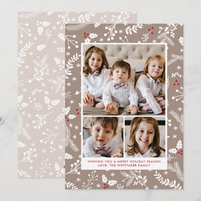 Baies d'hiver en carte plate de vacances de Noël é (Devant / Derrière)