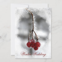 Baies rouges avec gel hiver mariage Invitation