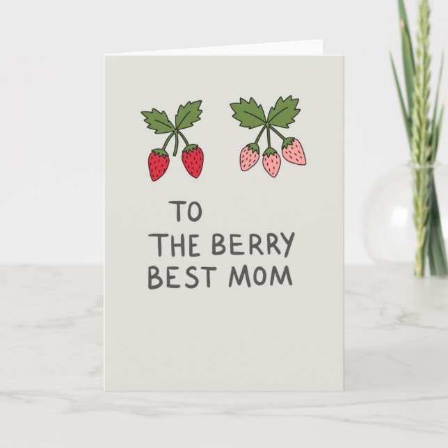 Baies rouges roses carte pour maman (Devant)