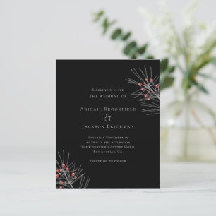 Baies rouges sur fond noir - Faire-part de mariage