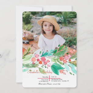 Baies Watercolor Photo Invitation