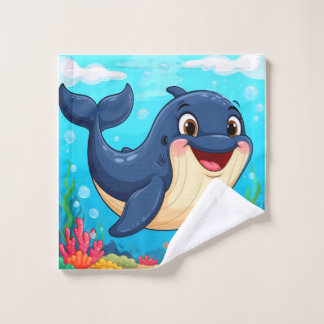 Baignade de baleine joyeux en caricature