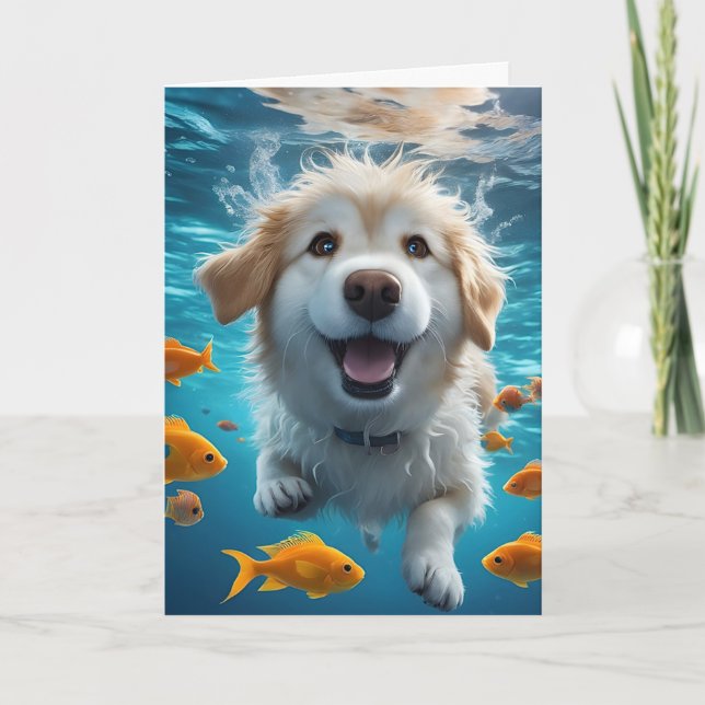 Baignade de chien mignonne avec carte blanche de p (Devant)