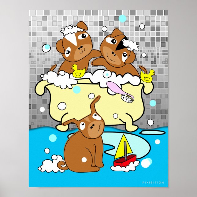Baignoire Poster Chiot 3 (Devant)