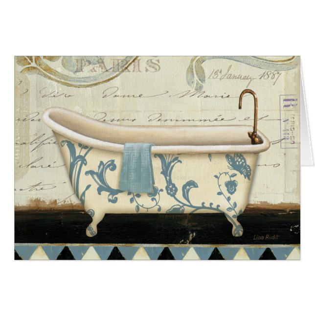 Baignoire vintage blanche et bleue (Devant horizontal)