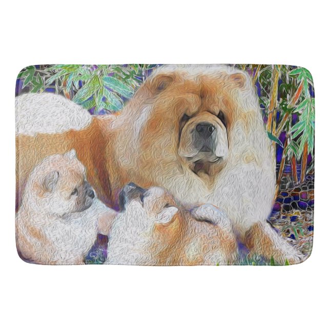 Bain Chow maman et chiots tapis de bain/tapis de caisse (Devant)