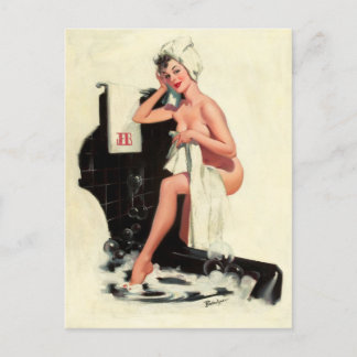 Bain de bulle - épingle Vintage carte postale d'ar