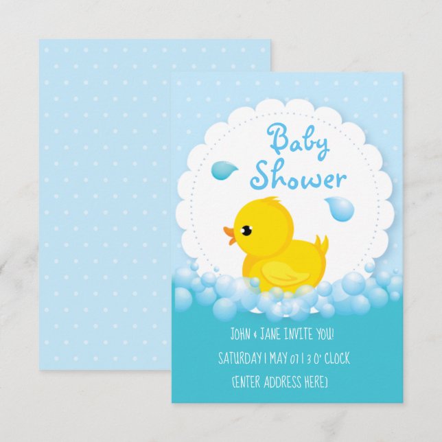 Bain de canard Invitations de douche pour bébé (Devant / Derrière)