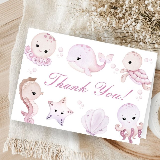 Bain de mer rose bébé fille plié Merci (Créateur téléchargé)