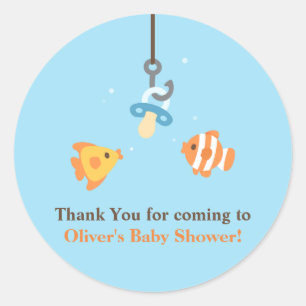 Bain de poisson mignon Pêche Stickers Baby shower 