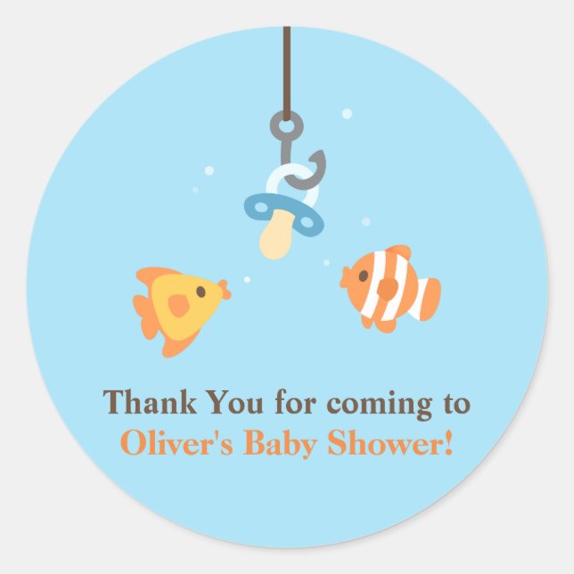 Bain de poisson mignon Pêche Stickers Baby shower  (Devant)